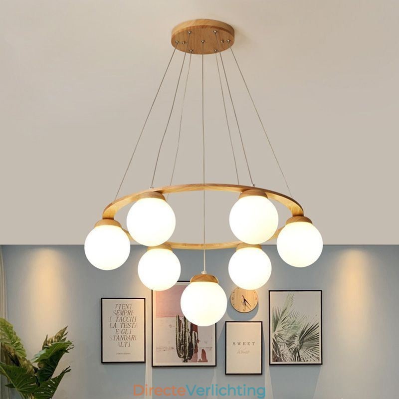 Japanse houten kroonluchter molecuul hanglamp