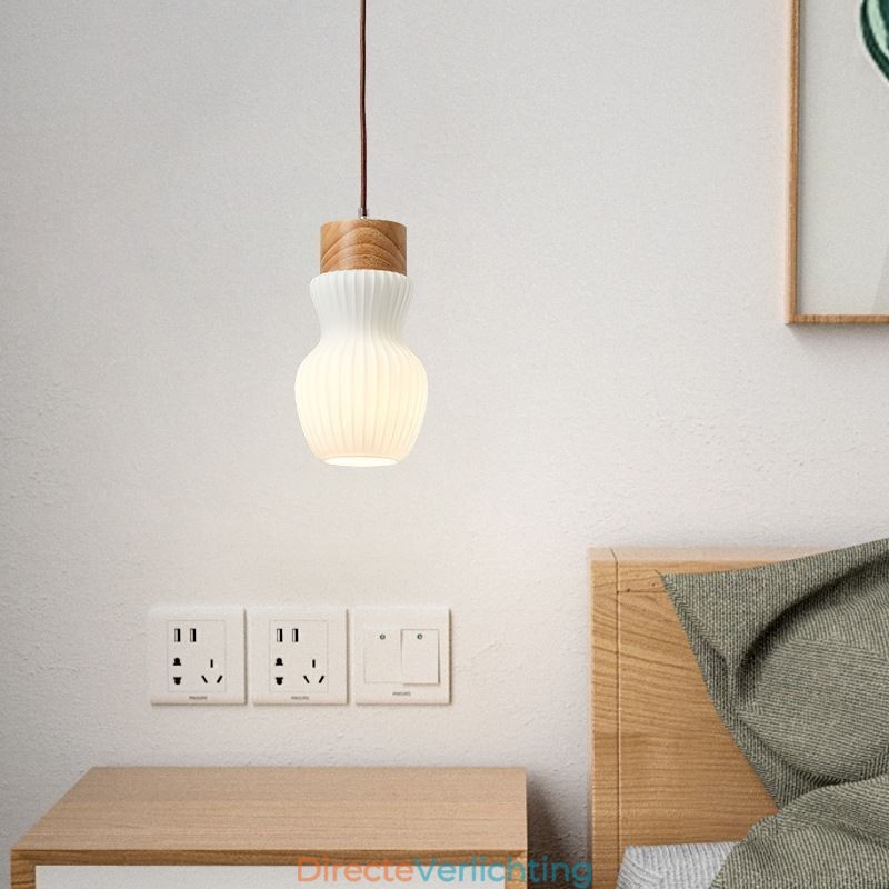 Japanse houten hanglamp glazen waterkoker hanglamp