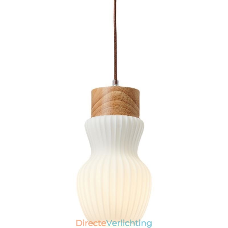 Japanse houten hanglamp glazen waterkoker hanglamp