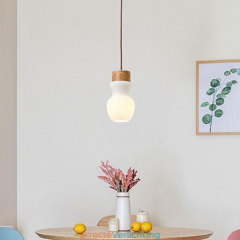 Japanse houten hanglamp glazen waterkoker hanglamp