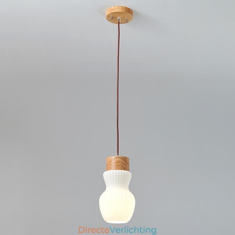 Japanse houten hanglamp glazen waterkoker hanglamp