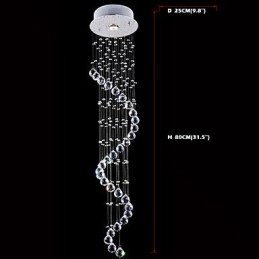 Kristallen hanglamp kroonluchterverlichting 1 lampen zilveren kap helder K9 kristal helix plafondlampen H80CM