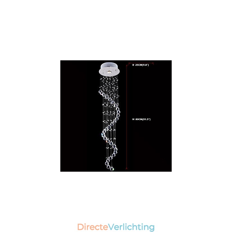 Kristallen hanglamp kroonluchterverlichting 1 lampen zilveren kap helder K9 kristal helix plafondlampen H80CM