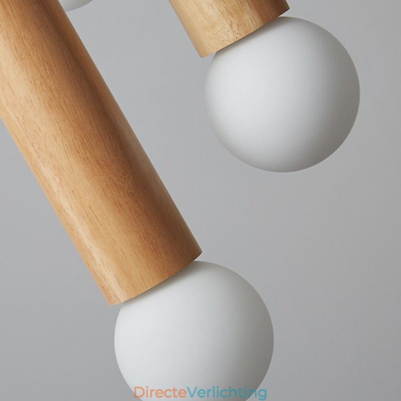 Japanse houten hanglamp 6 lampen hanglamp