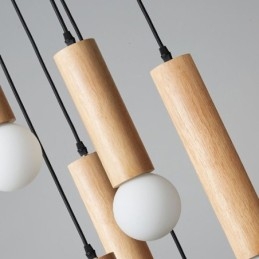 Japanse houten hanglamp 6 lampen hanglamp