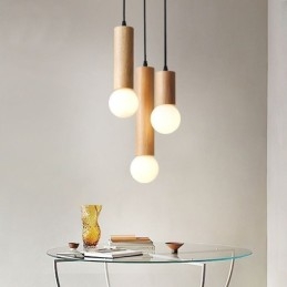 Japanse houten hanglamp 3 lampen hanglamp
