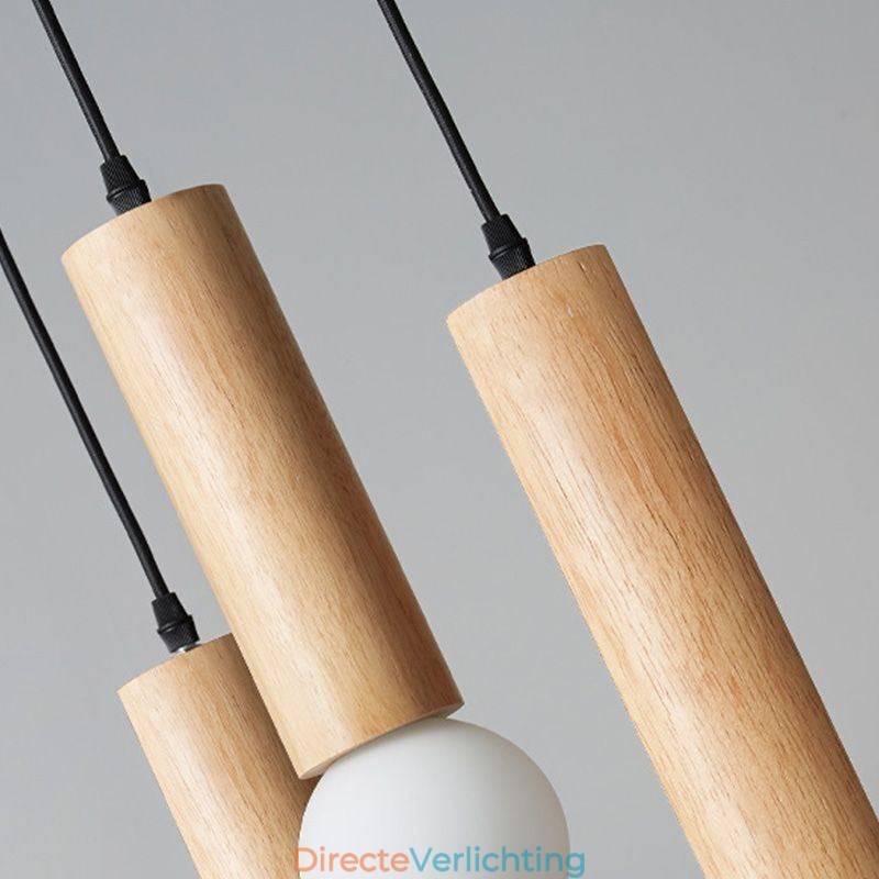 Japanse houten hanglamp 3 lampen hanglamp