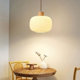 Japanse houten hanglamp glazen lantaarn hanglamp