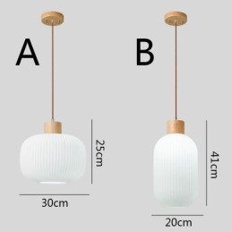 Japanse houten hanglamp glazen lantaarn hanglamp