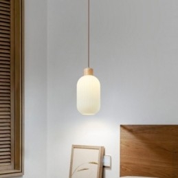 Japanse houten hanglamp glazen lantaarn hanglamp