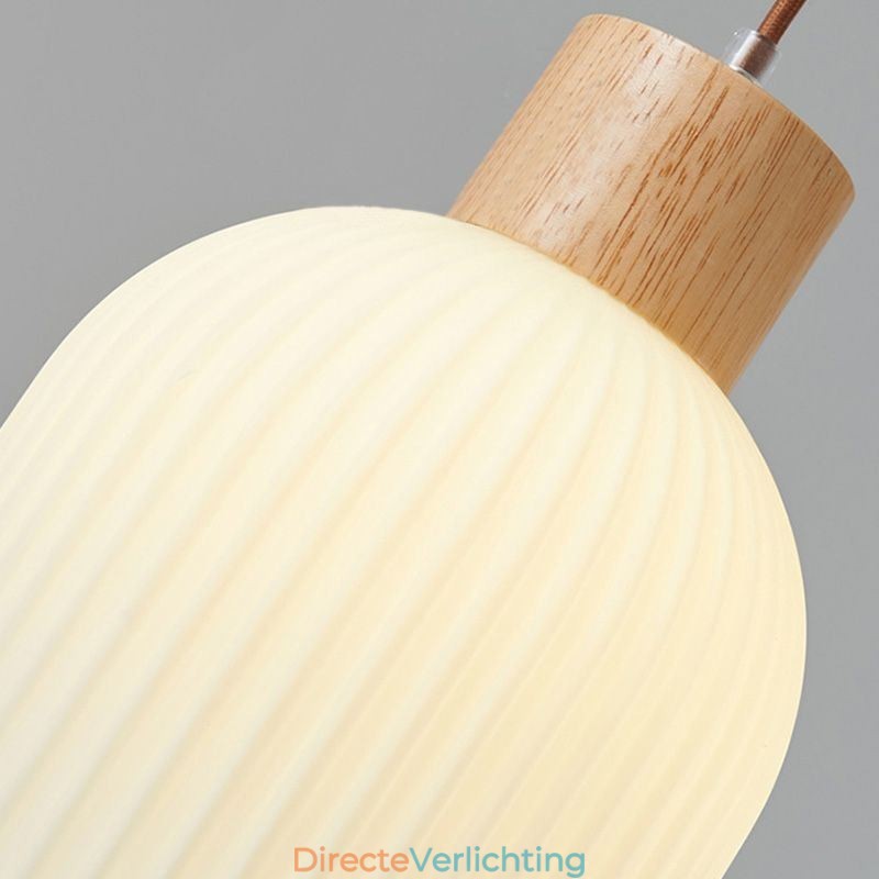 Japanse houten hanglamp glazen lantaarn hanglamp