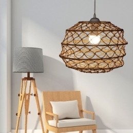 Moderne pastorale hanglamp Creatieve rotan hanglamp met opvouwbare lampenkap