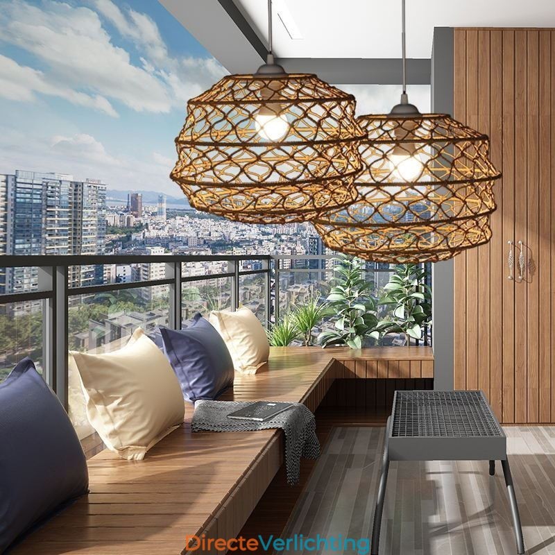 Moderne pastorale hanglamp Creatieve rotan hanglamp met opvouwbare lampenkap