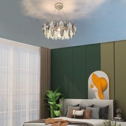 Europese ijzeren hanglamp creatieve glazen blad kroonluchter