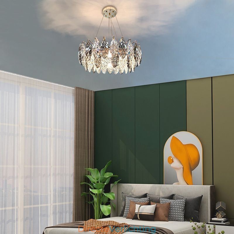Europese ijzeren hanglamp creatieve glazen blad kroonluchter