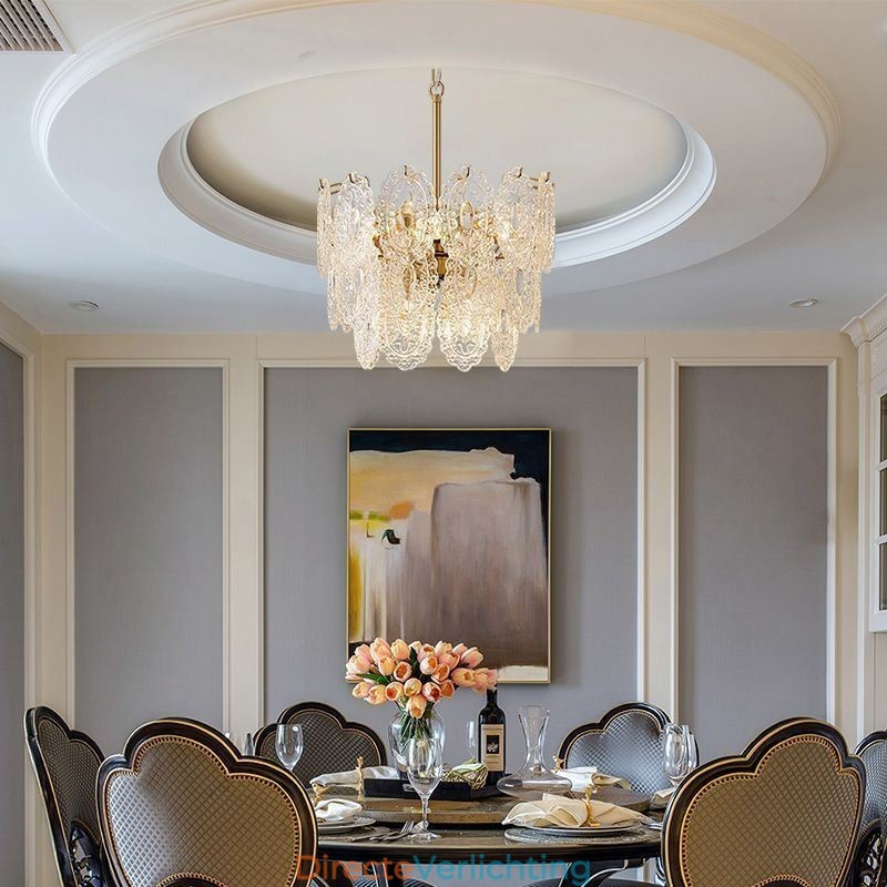 Moderne glazen hanglamp decoratie brons goud kroonluchter