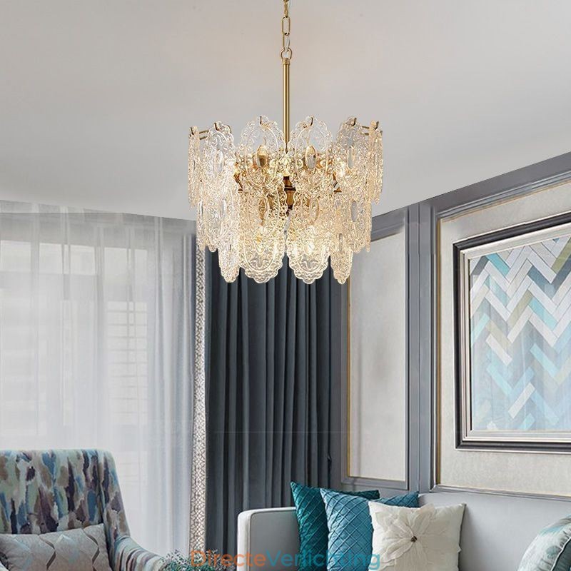 Moderne glazen hanglamp decoratie brons goud kroonluchter