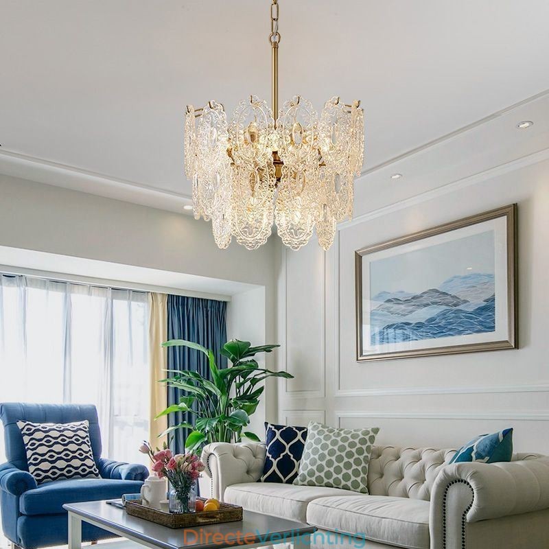 Moderne glazen hanglamp decoratie brons goud kroonluchter