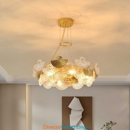 Europese glazen hanglamp in waaiervorm, kunstkroonluchter Europese glazen hanglamp in waaiervorm, kunstkroonluchter