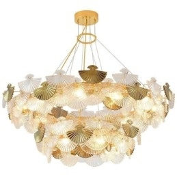 Europese glazen hanglamp in waaiervorm, kunstkroonluchter
