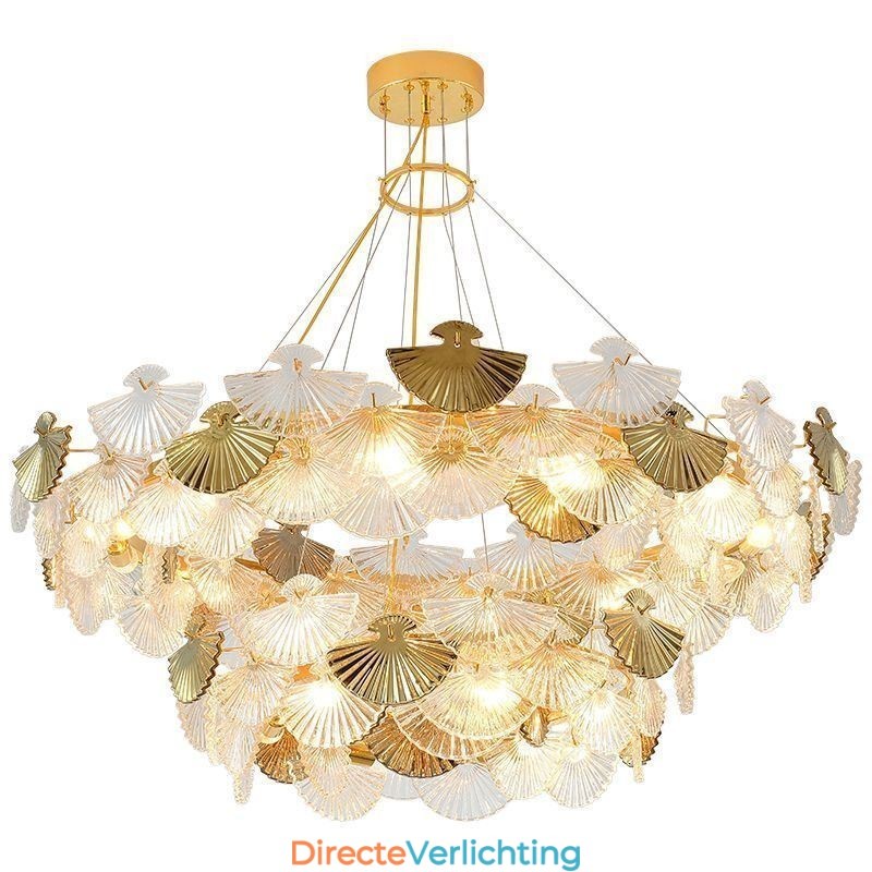 Europese glazen hanglamp in waaiervorm, kunstkroonluchter