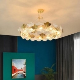 Europese glazen hanglamp in waaiervorm, kunstkroonluchter