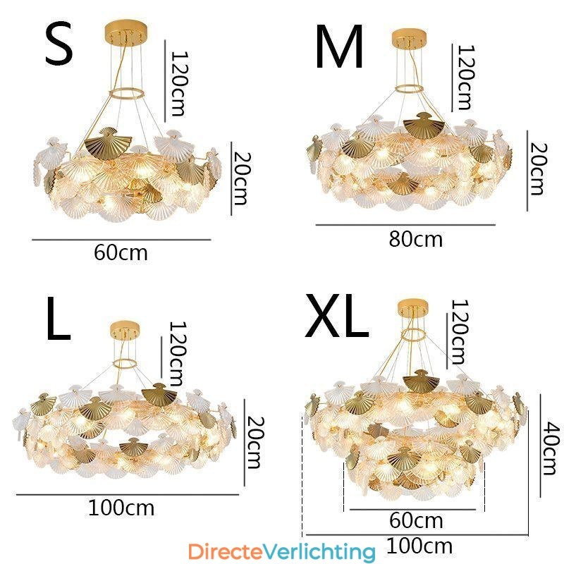 Europese glazen hanglamp in waaiervorm, kunstkroonluchter