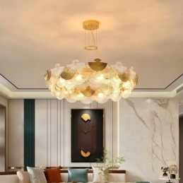 Europese glazen hanglamp in waaiervorm, kunstkroonluchter