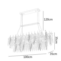 Artistieke glazen kroonluchter veer ovale hanglamp
