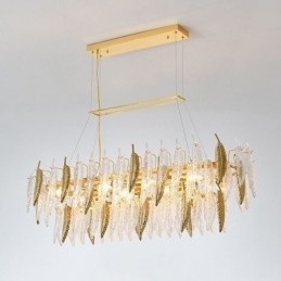 Artistieke glazen kroonluchter veer ovale hanglamp