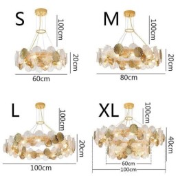 Moderne kroonluchter met schelpglasverlichting voor in de eetkamer
