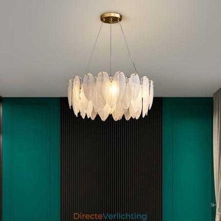 Artistieke glazen kroonluchter veer ronde hanglamp Artistieke glazen kroonluchter veer ronde hanglamp