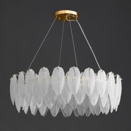 Artistieke glazen kroonluchter veer ronde hanglamp