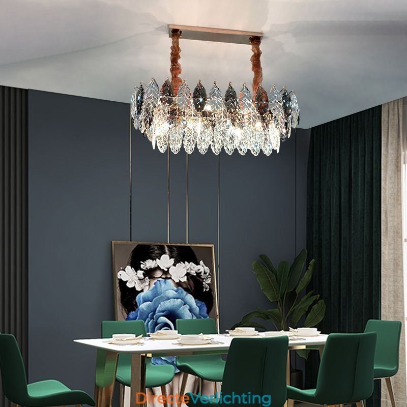 Europese ijzeren hanglamp creatieve blad glazen kroonluchter