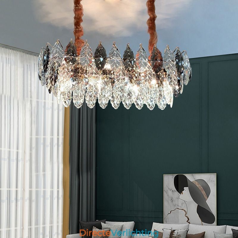 Europese ijzeren hanglamp creatieve blad glazen kroonluchter