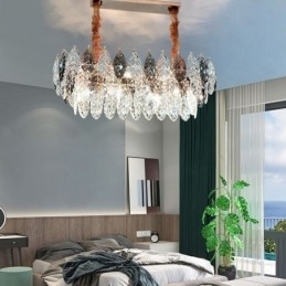 Europese ijzeren hanglamp creatieve blad glazen kroonluchter