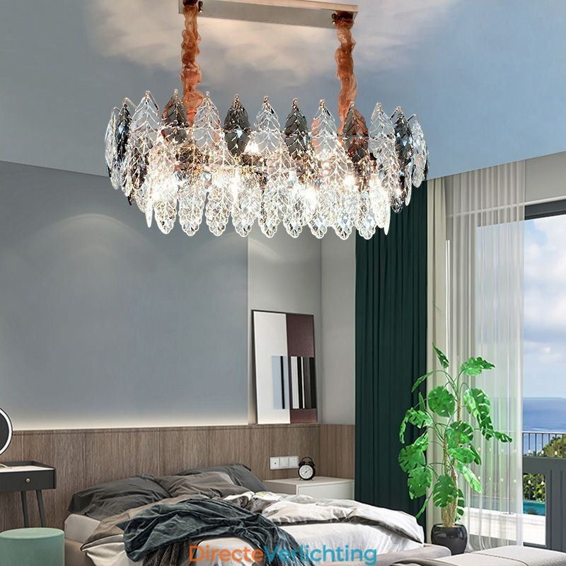 Europese ijzeren hanglamp creatieve blad glazen kroonluchter