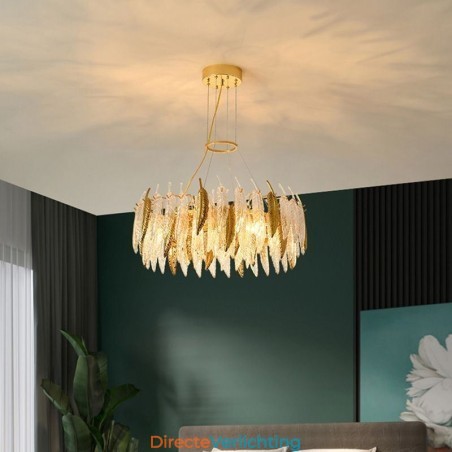 Artistieke glazen kroonluchter veer ronde plafondlamp Artistieke glazen kroonluchter veer ronde plafondlamp