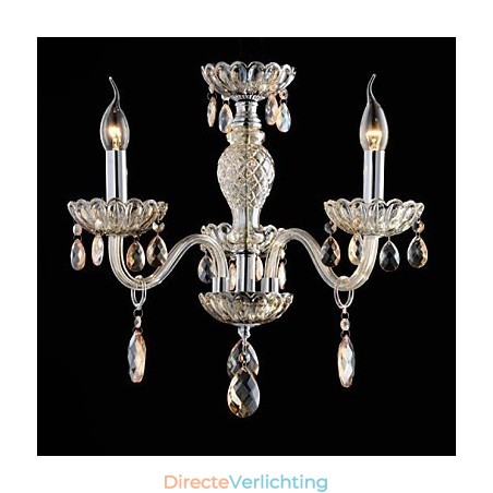 3 Licht De stijl van paleis Glazen kroonluchter met kaarslamp 3 Licht De stijl van paleis Glazen kroonluchter met kaarslamp