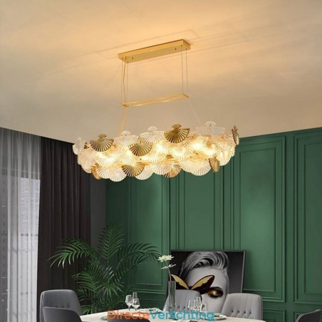 Europese glazen hanglamp in waaiervorm, kunstkroonluchter Europese glazen hanglamp in waaiervorm, kunstkroonluchter