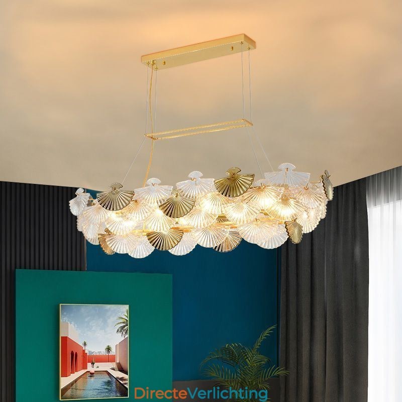 Europese glazen hanglamp in waaiervorm, kunstkroonluchter