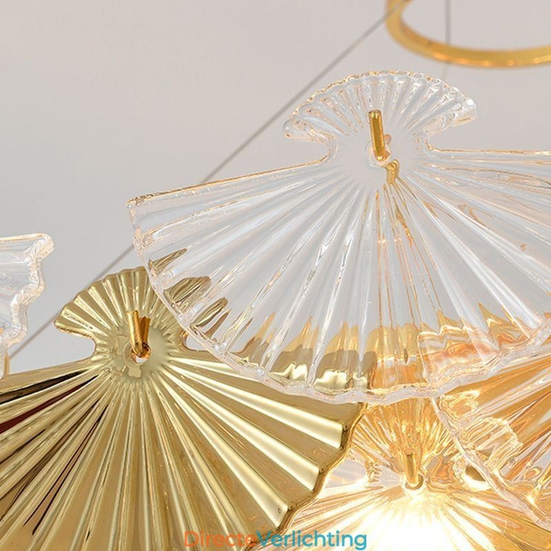 Europese glazen hanglamp in waaiervorm, kunstkroonluchter