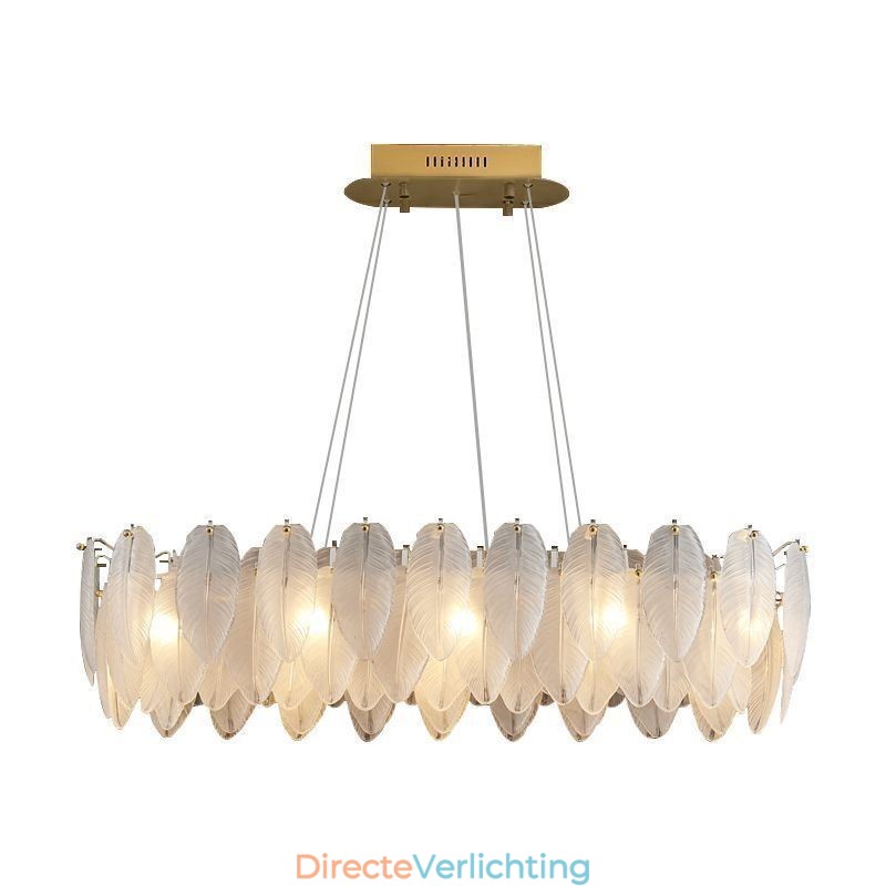 Artistieke glazen kroonluchter veer ronde hanglamp