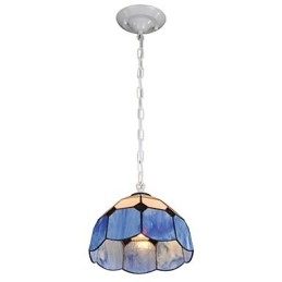 Kroonluchter Mini Stijl Landelijke Garage wit + blauwe Glazen lampen
