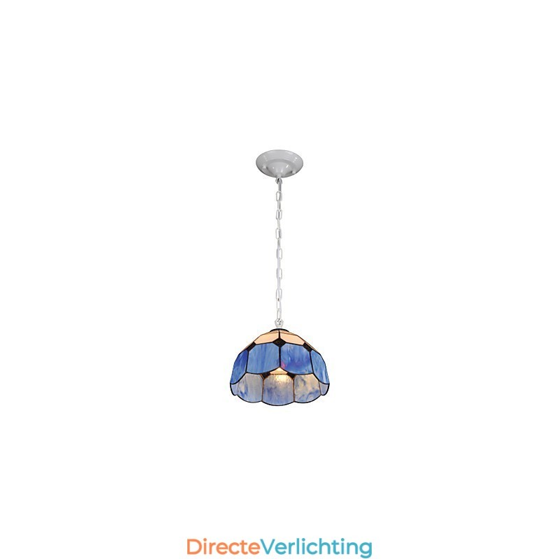 Kroonluchter Mini Stijl Landelijke Garage wit + blauwe Glazen lampen