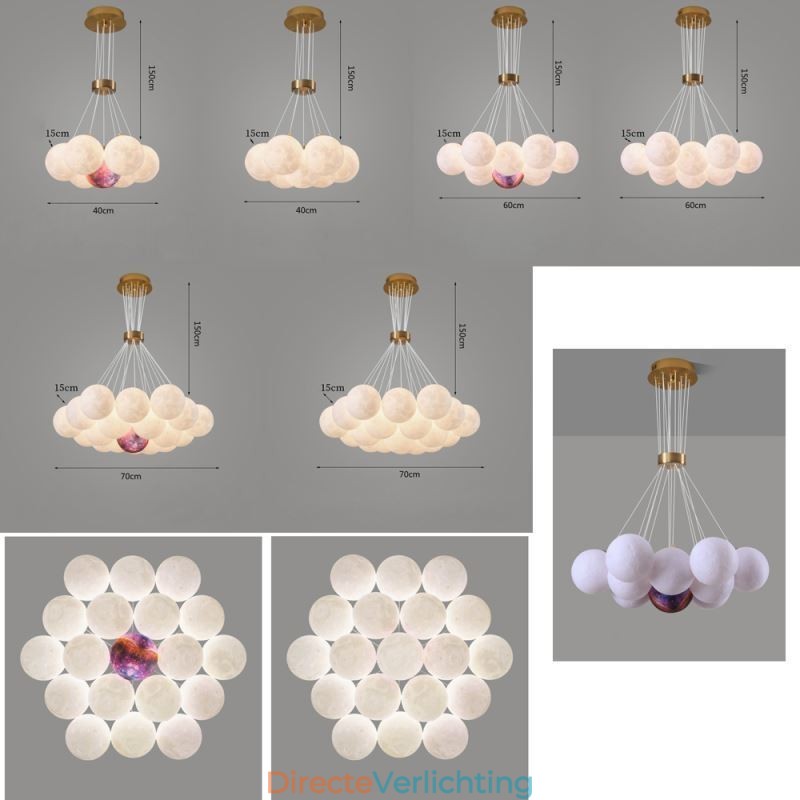 Maanbel kroonluchter moderne 3D-print ballen hanglamp