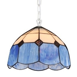 Kroonluchter Mini Stijl Landelijke Garage wit + blauwe Glazen lampen