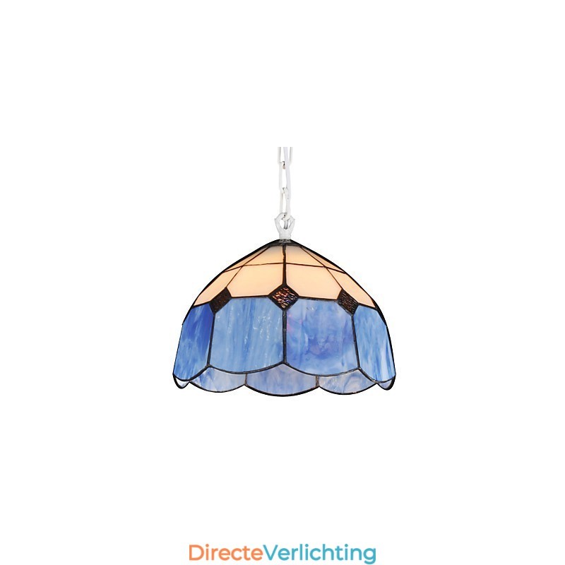 Kroonluchter Mini Stijl Landelijke Garage wit + blauwe Glazen lampen