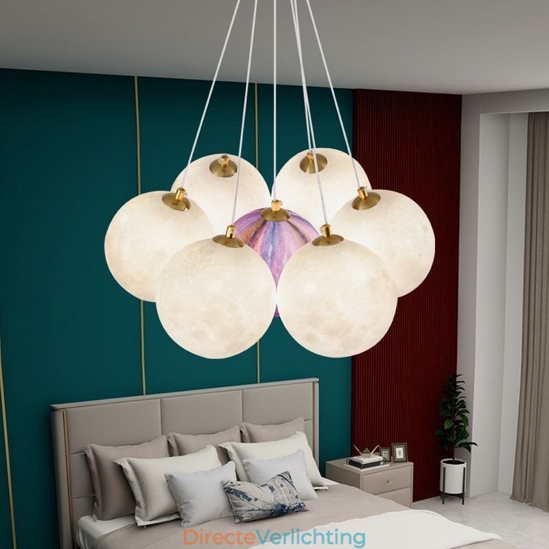 Maanbel kroonluchter moderne 3D-print ballen hanglamp
