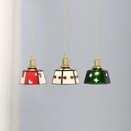 Kleurrijke glazen hanglamp Japanse stijl retro decoratieve nachtkastje hanglamp